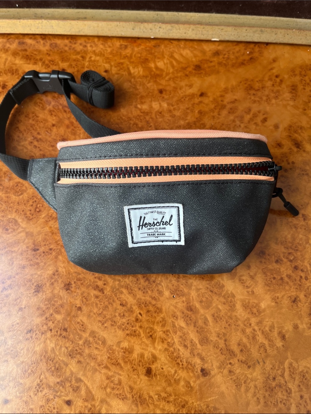 Herschel Supply Company Black and Peach Zip Waist Pack